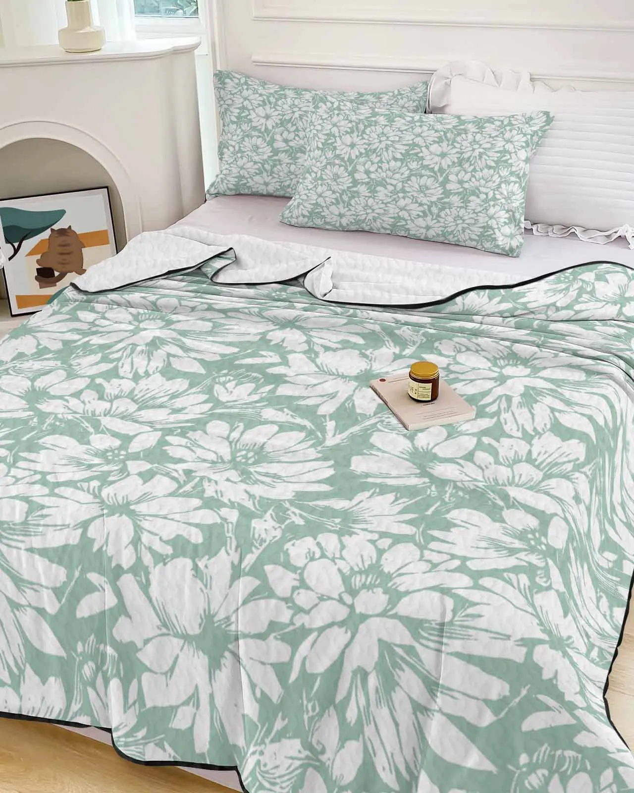 Chrysanthemum Plants Spring Flower Cooling Blankets Air Condition Comforter Lightweight Summer Quilt for Bed Soft Thin Quilt