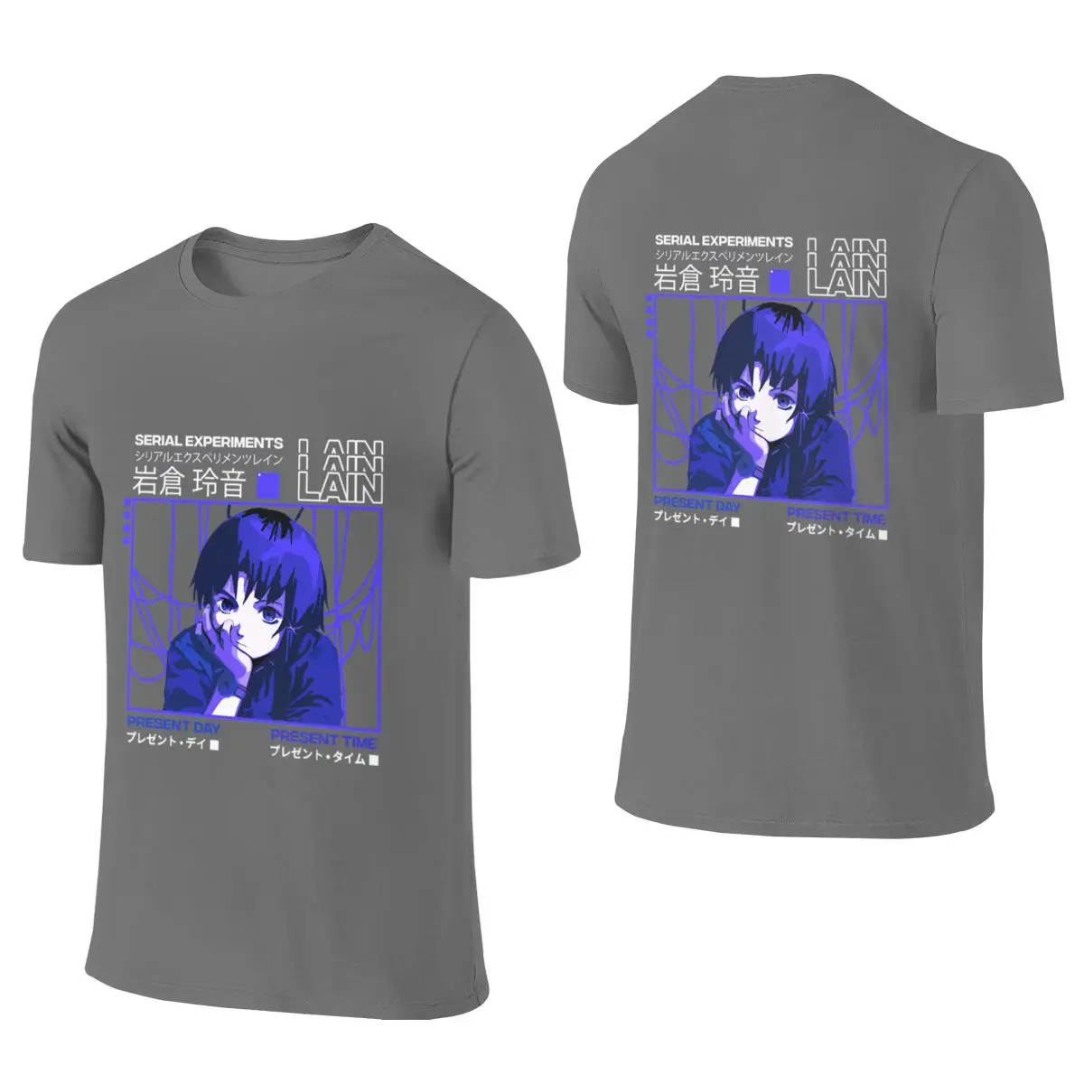 Serial Experiments Lain Darker Literary Reversible T-shirt Japanese Style City Boy Classic Colors Short Sleeve