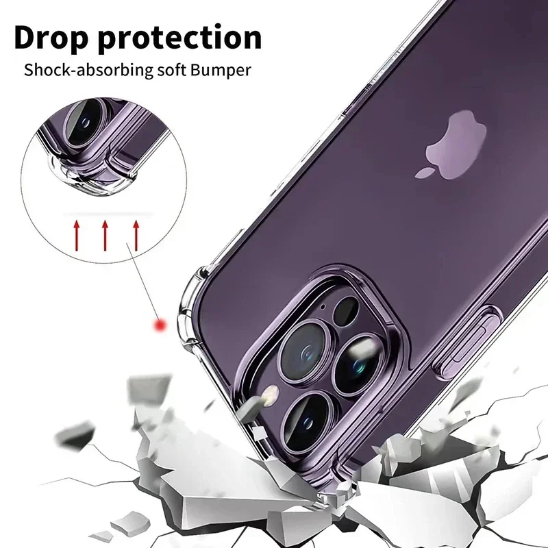 Luxury silicone soft shockproof case for iPhone 16 15 14 13 12 11 pro max plus mini se 2 3 2024 crystal clear transparent cover