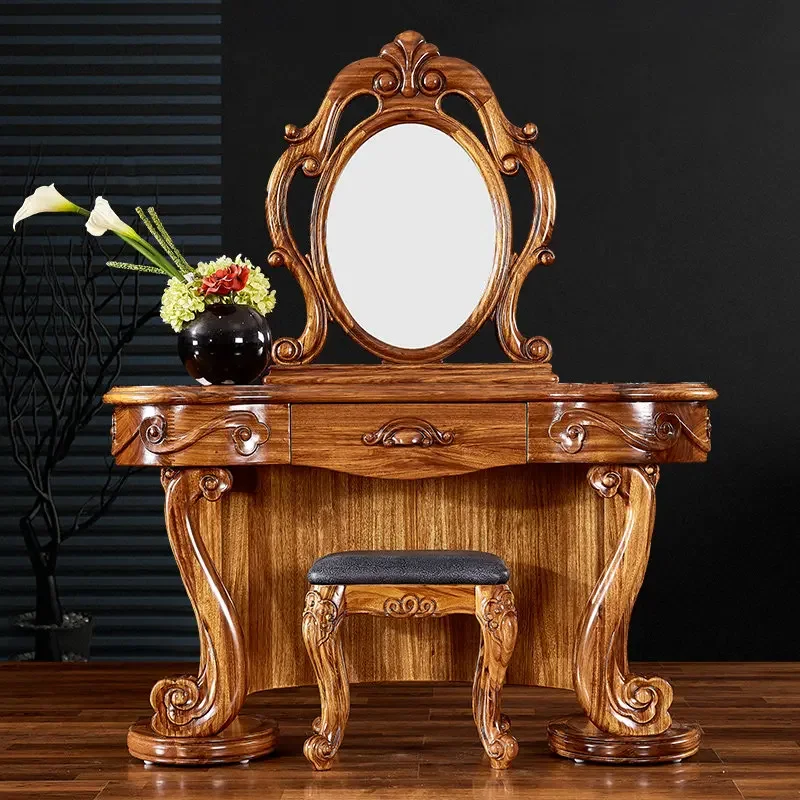 Nordic Chair Vanity Table Dest Storage Natural Long Europa Dressing Table Modern Saving Wood Makeup Tafel Furnitures For Bedroom