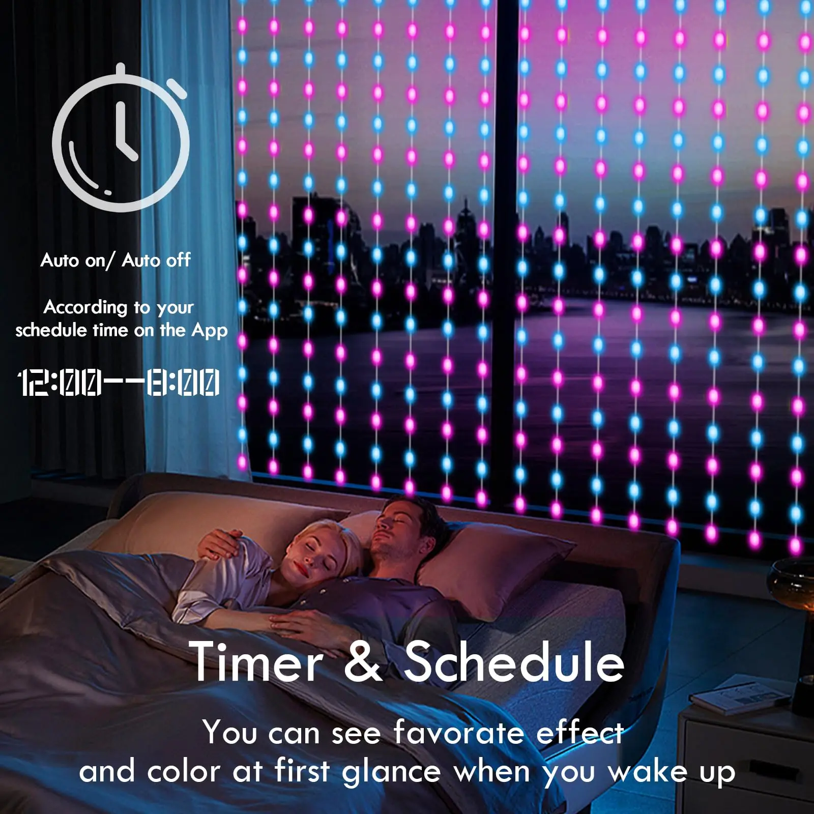 Smart LED Curtain Lights App Control DIY Pattern Music Ambient Lighting RGB Dimmable For Home Holiday Party Halloween Decoration