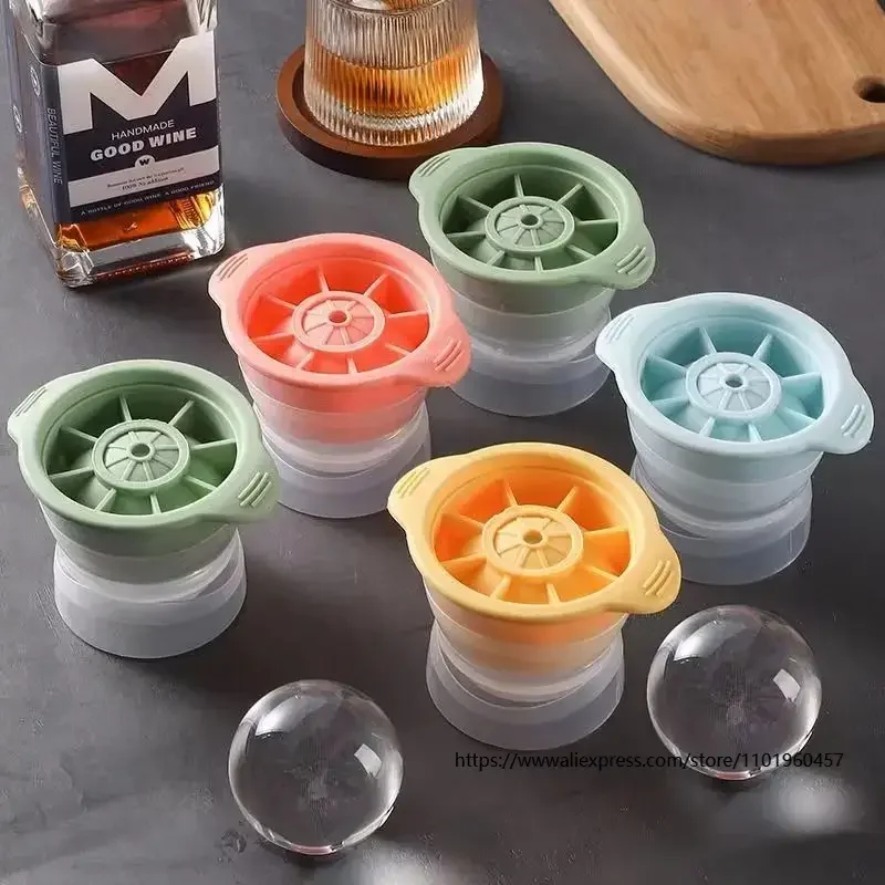 Big Round Ice Ball Mold For Whiskey, Clear TPR Bubble-Free Design, Less Dilution Household Bar Ice Making Tool