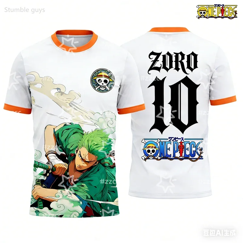 Herren One Piece Anime T-Shirt Zoro Ashura Jersey Jungenkleidung Mädchen Kurzarm Lässige Leichte Street Style Sommer Tops