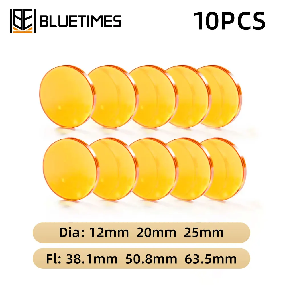 Bluetimes ZnSe Focusing Lens For Laser Engraving And Cutting Machine Co2 optical lenses Dia.12/20/25mm FL 38.1/50.8/63.5mm