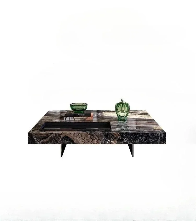 

Элитный мраморный журнальный столик для виллы, высококачественный каменный квадратный стол в итальянском минималистичном стиле, дизайнерский, для большой квартиры, для гостиной