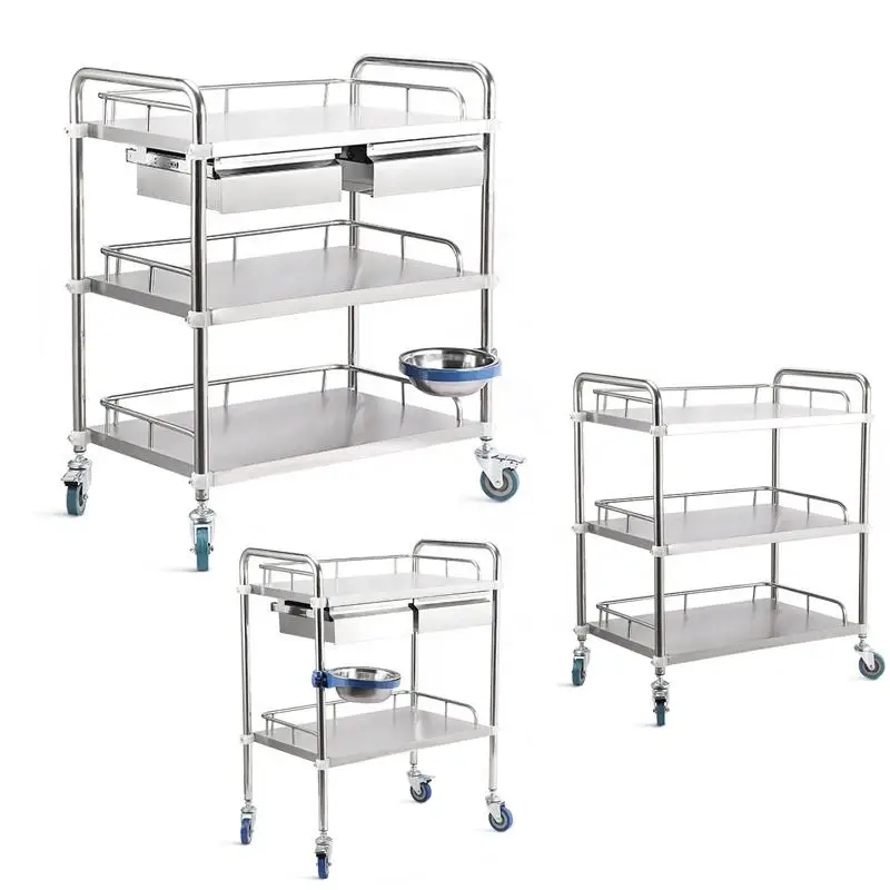 Stainless steel assembled medicine cart Medical Trolley Cart