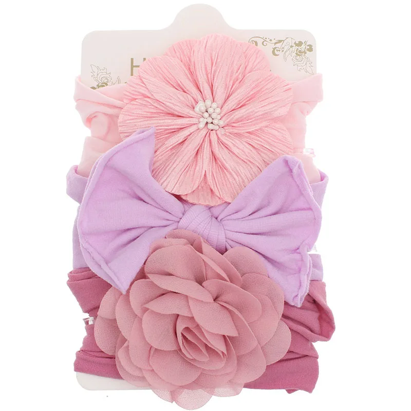 3Pcs/Set Cute Flower Baby Headbands Soft Elastic Newborn Girls Hair Band Sweet Bowknit Baby Hair Accessories