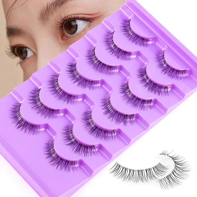 New Product Transparent Stems 7 Pairs of False Eyelashes Chemical Fiber Simulation Daily Eyelashes Spot Wholesale