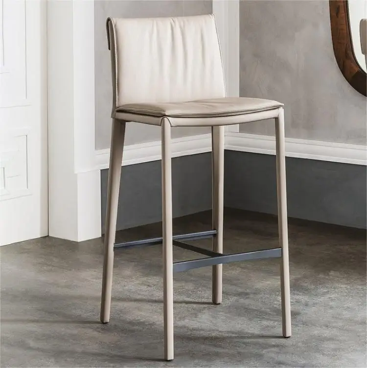 Italian Style bar Chairs Luxury Design High Stool Leather bar Chairs With Metal Legs for Home bar