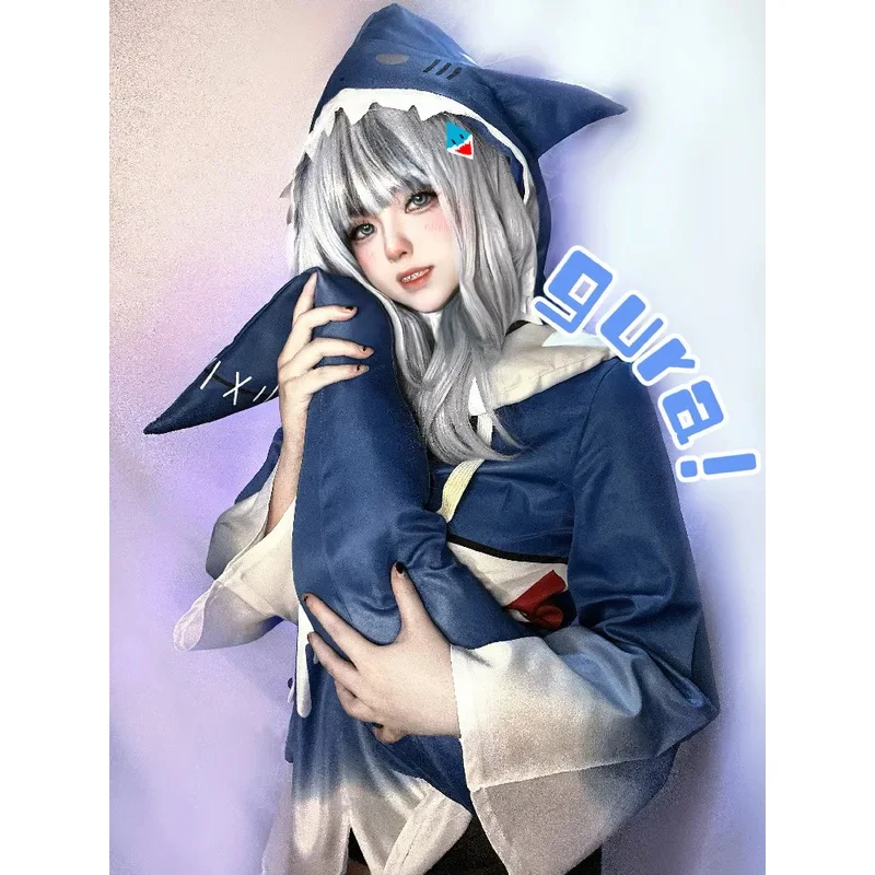 LQHololive Gawr Gura Cosplay ENG Shark زي Youtuber ملابس مضحكة لحفلات الهالوين وأعياد الميلاد ملابس ذيل للنساء