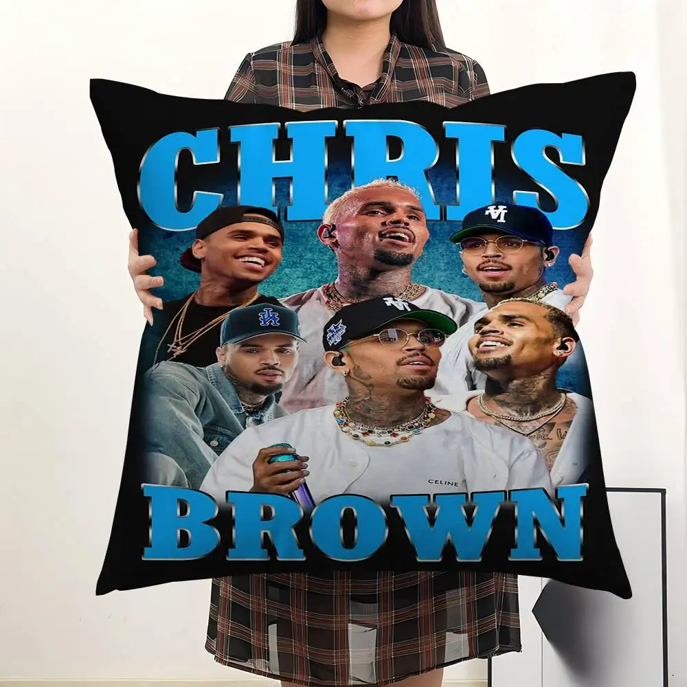 Chris Brown Rapper Breezy Vintage Cushion Cover Inches Farmhouse Decor Home Throw Pillow Covers for Couch Decorations