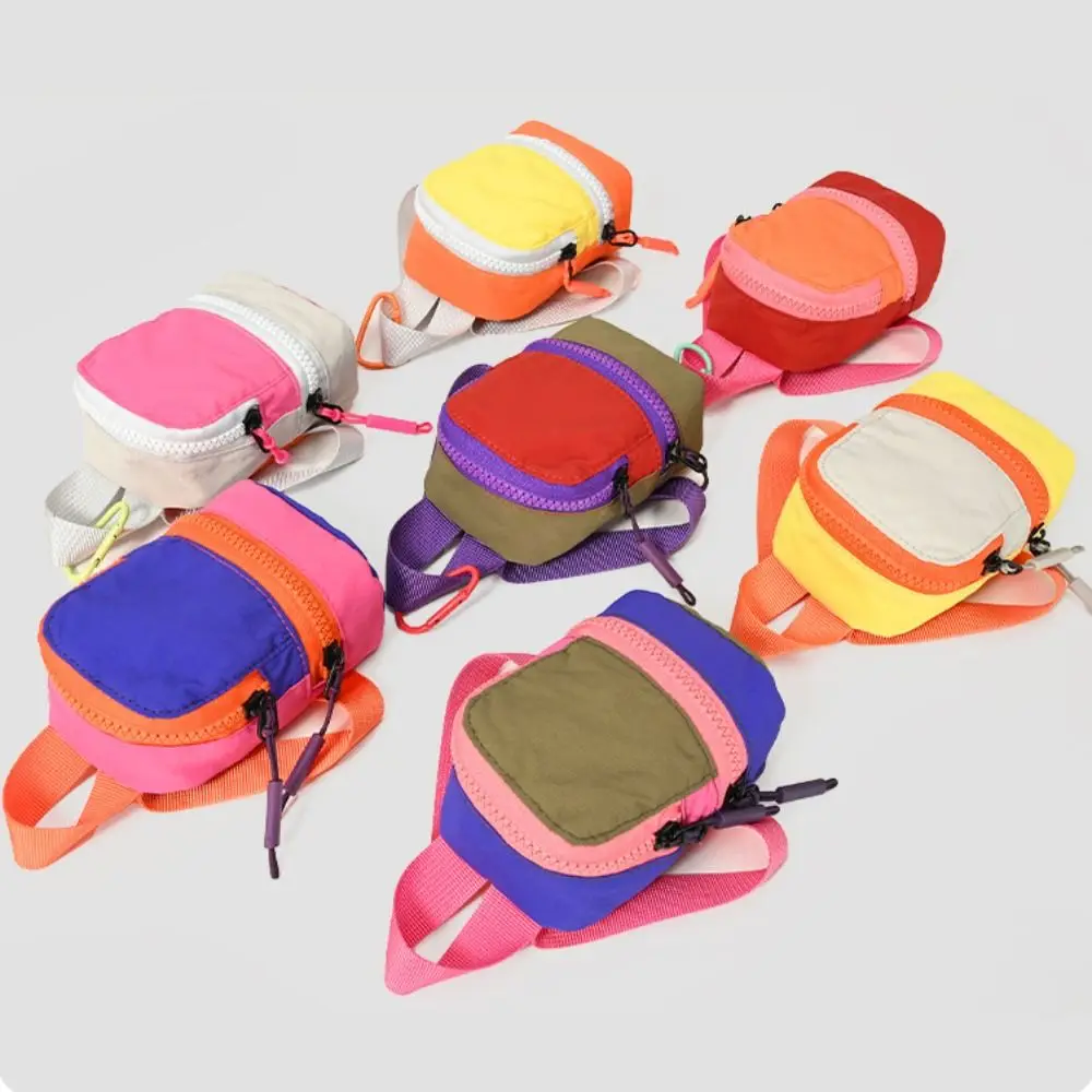 New Trend Colorful Mini Backpack Coin Purse Color-blocked Nylon Bag Shape Wallet Cute Harajuku Mini Crossbody Bag Male