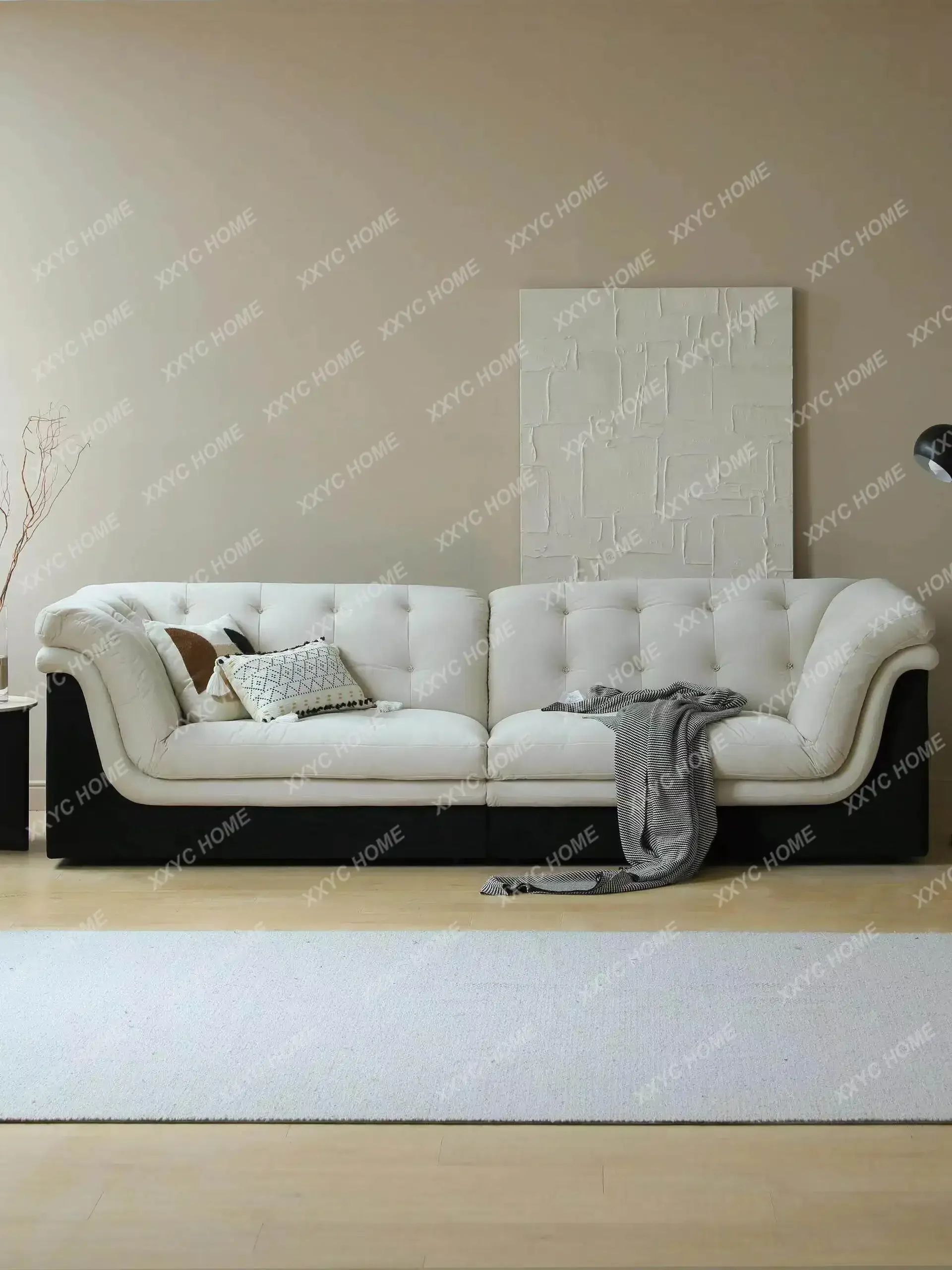 Retro style lazy, sofa design, black and white color matching lazy straight row living room