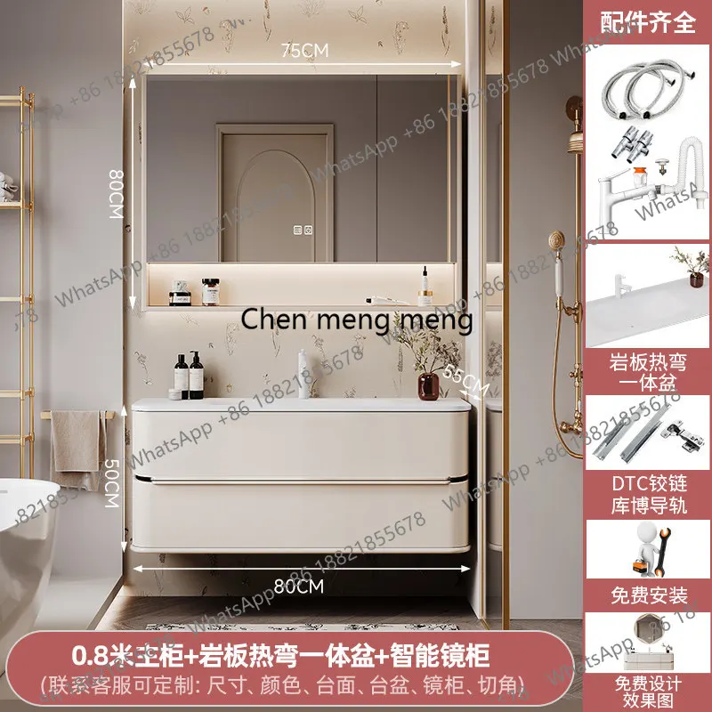 

Corian integrated basin bathroom cabinet combination cream wind rock slab hot bending sink