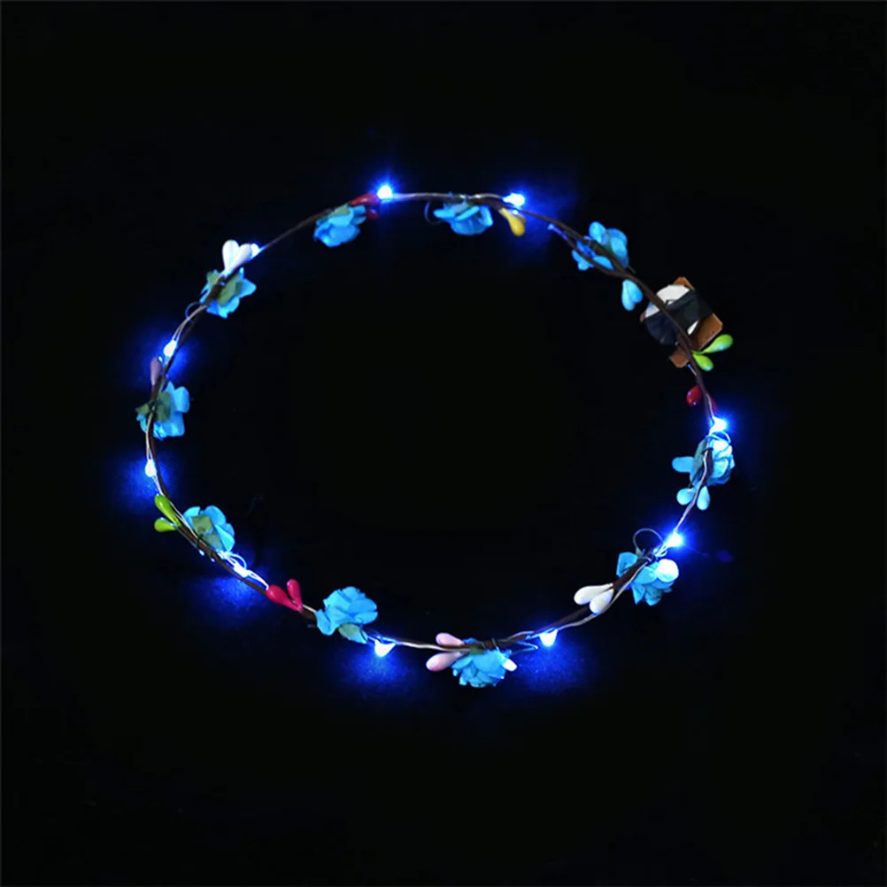 7 Pcs LED Flower Wreath Headbands Headdress Christmas Crown Elegant Romantic Simple Sweet Design Party Wedding