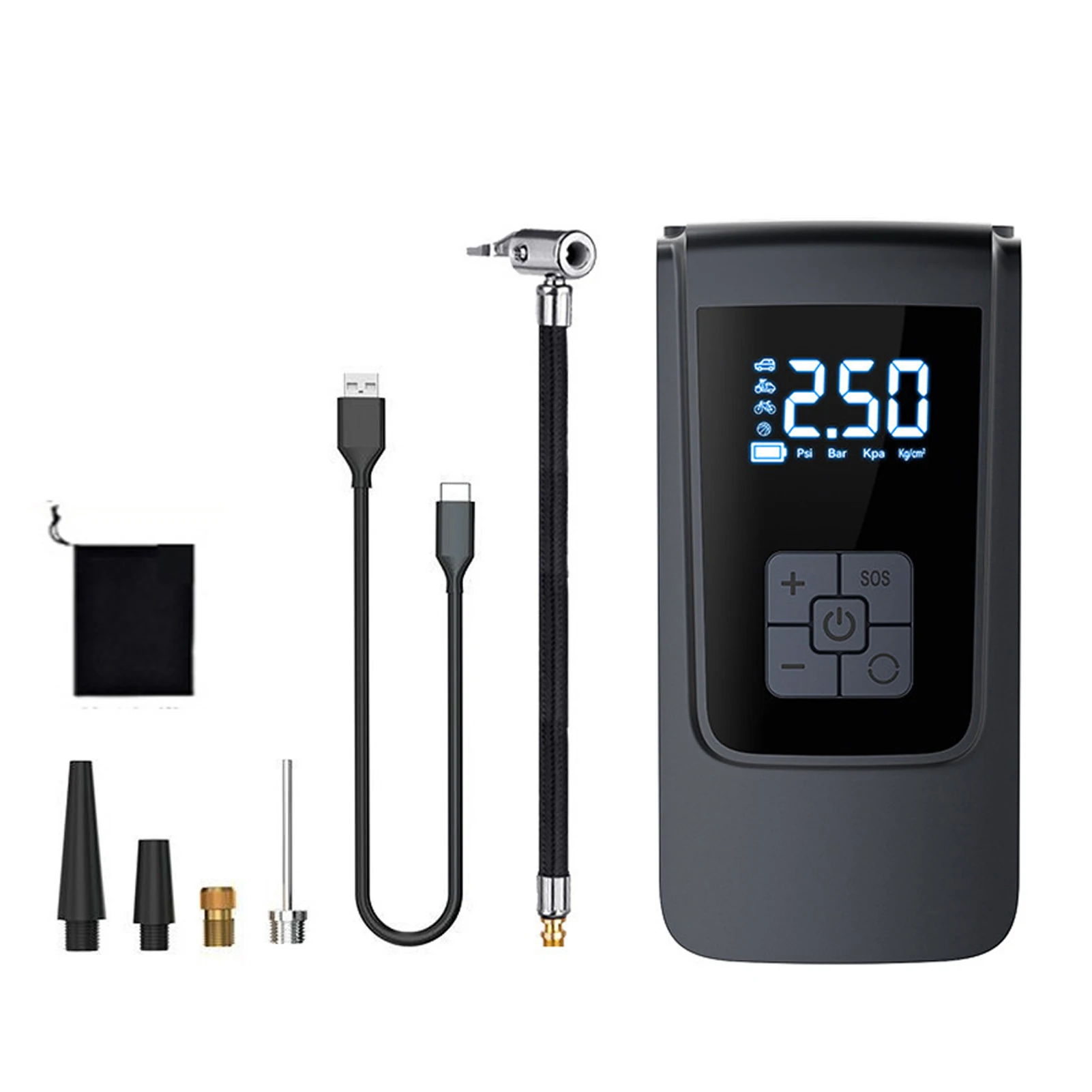 

Portable Car Air Pump 150PSI Air Compressor With LED Light For Car Motorcycle Bicycle Tire Balls Handheld Electric Tire Inflator