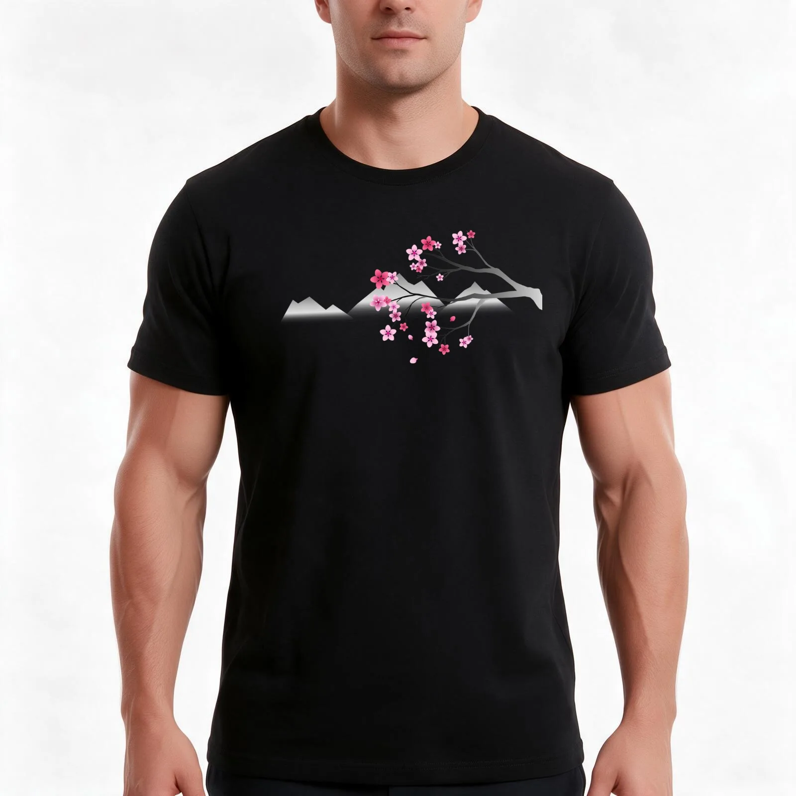 Cherry Tree T-Shirt, Summer Casual Cotton Tee, Oversized Streetwear Tops, Vintage Graphic Print, Loose Fit Short Sleeve
