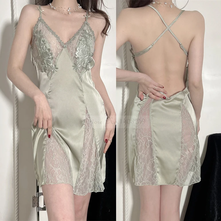 Sexy Embroidery Wedding Robe Nightgown Sleepwear Set Summer Female Nightwear Patchwork Lace Rayon Bathrobe Casual Home Dress