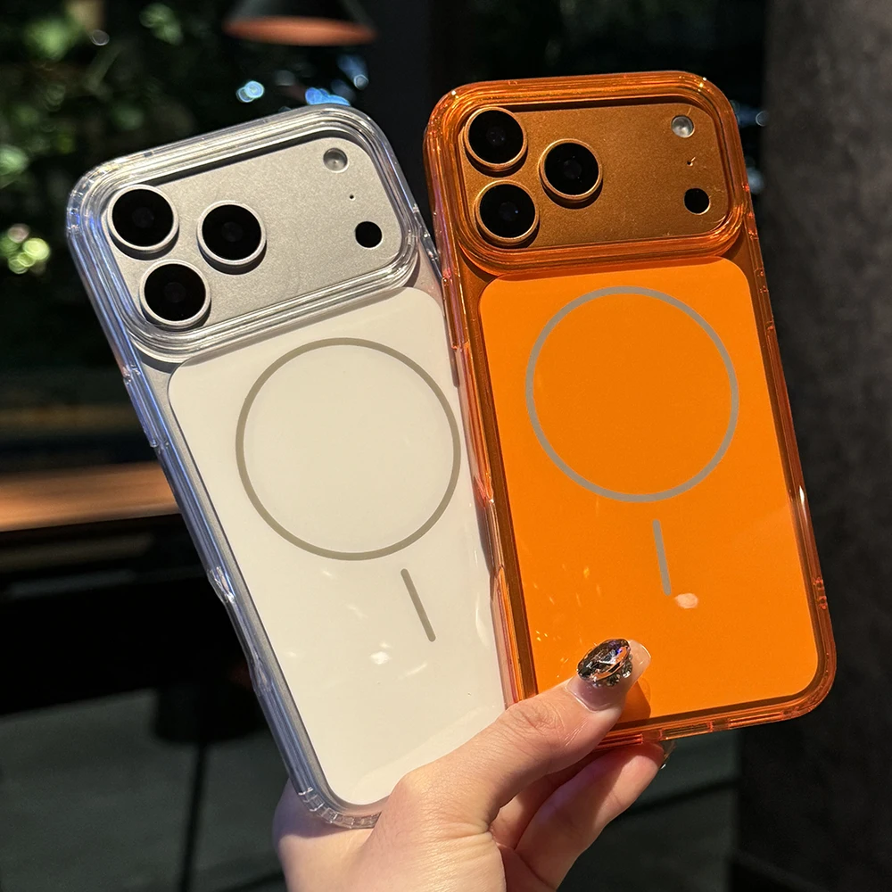 أحدث حافظة مغناطيسية قصيرة لهاتف آيفون 17 برو ماكس MagSafe شحن لاسلكي غطاء مضاد للسقوط ومضاد للصدمات لهاتف آيفون 17 برو