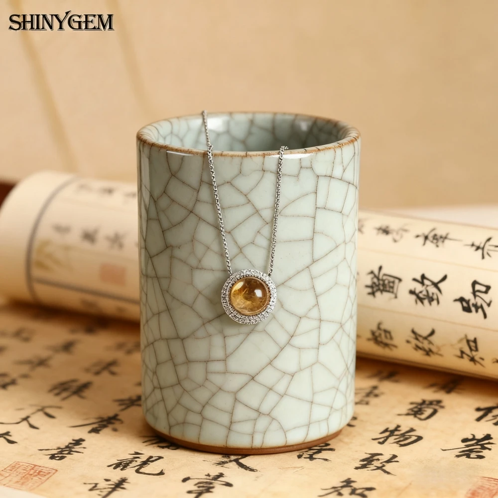 

SHINYGEM Women's round Crystal Pendant Necklace Larimar Citrine Zirconium Oxide for Regular Parties Excellent Quality Gifts