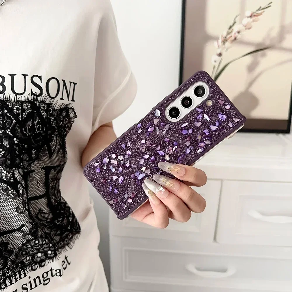 Custodia per telefono per Samsung Galaxy Z Fold 5 4 3 5G strass Glitter paillettes Trim Soft TPU Frame Cover posteriore antiurto