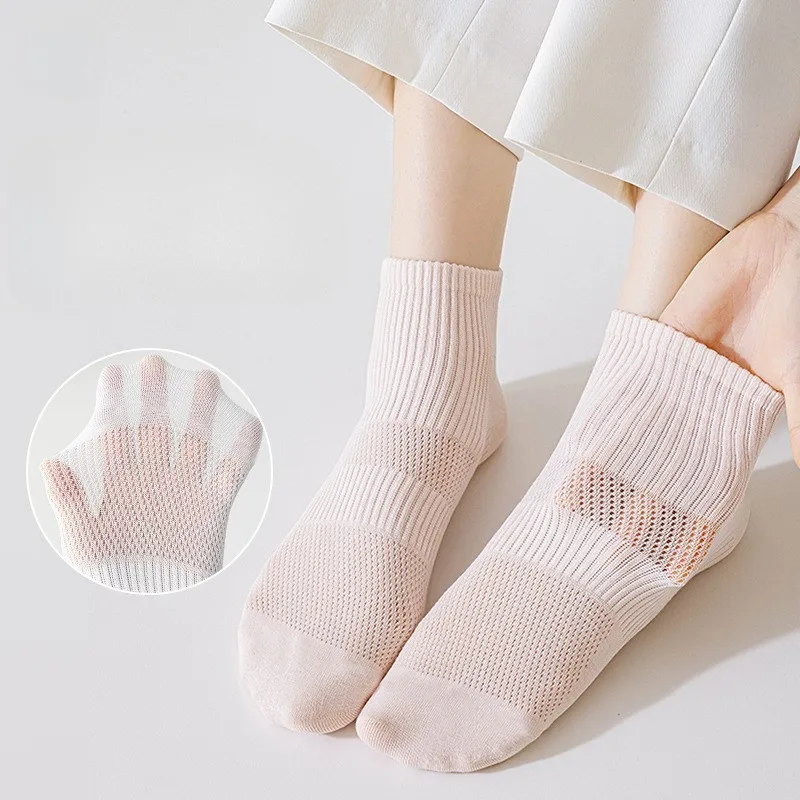 1Pair Solid Colors Women Spring Summer Cotton Comfortable Breathable Mesh Ankle Socks Casual Soft Short Socks for Daily Commute
