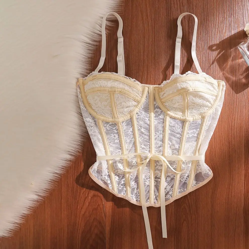 أنيقة حار فتاة الدانتيل بروتيل عظم السمك ملفوفة جوفاء المحاصيل القمم الدبابات شفافة الحمالة سترة الربيع الصيف