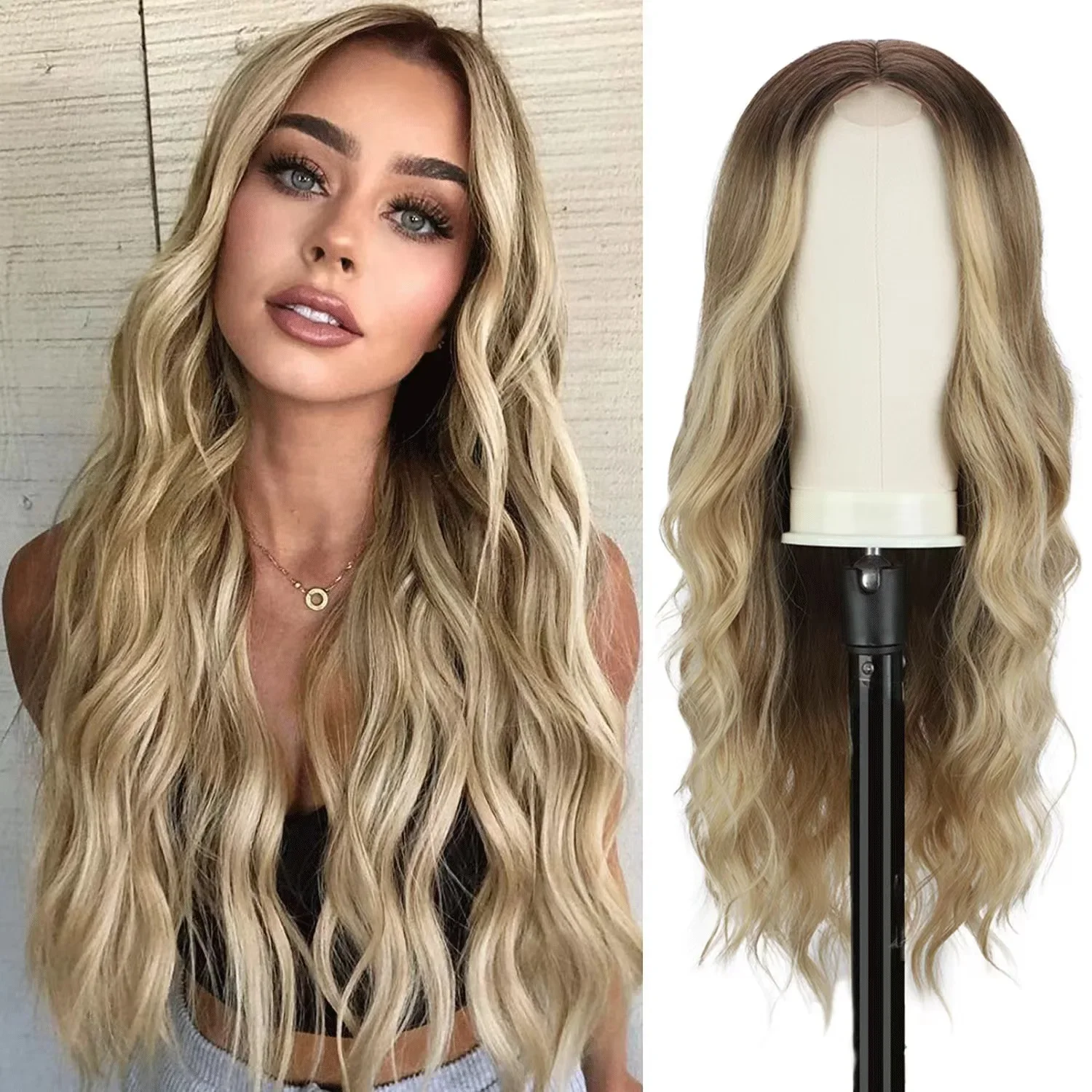 Synthetic wig long curly and big wave hair front lace wig for women