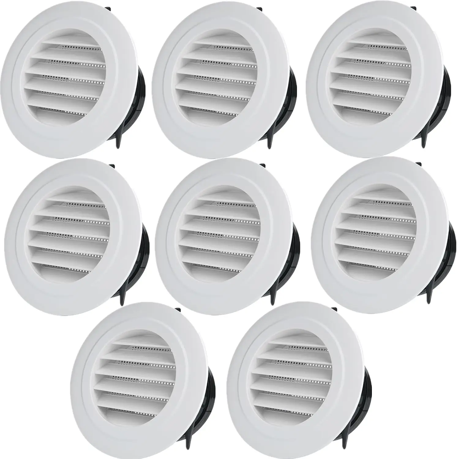 

8 Pack Round Air Vent, 4 Inch ABS Louver Cover with Fly Screen Mesh for Bathroom, Kitchen, Garage Ventilation