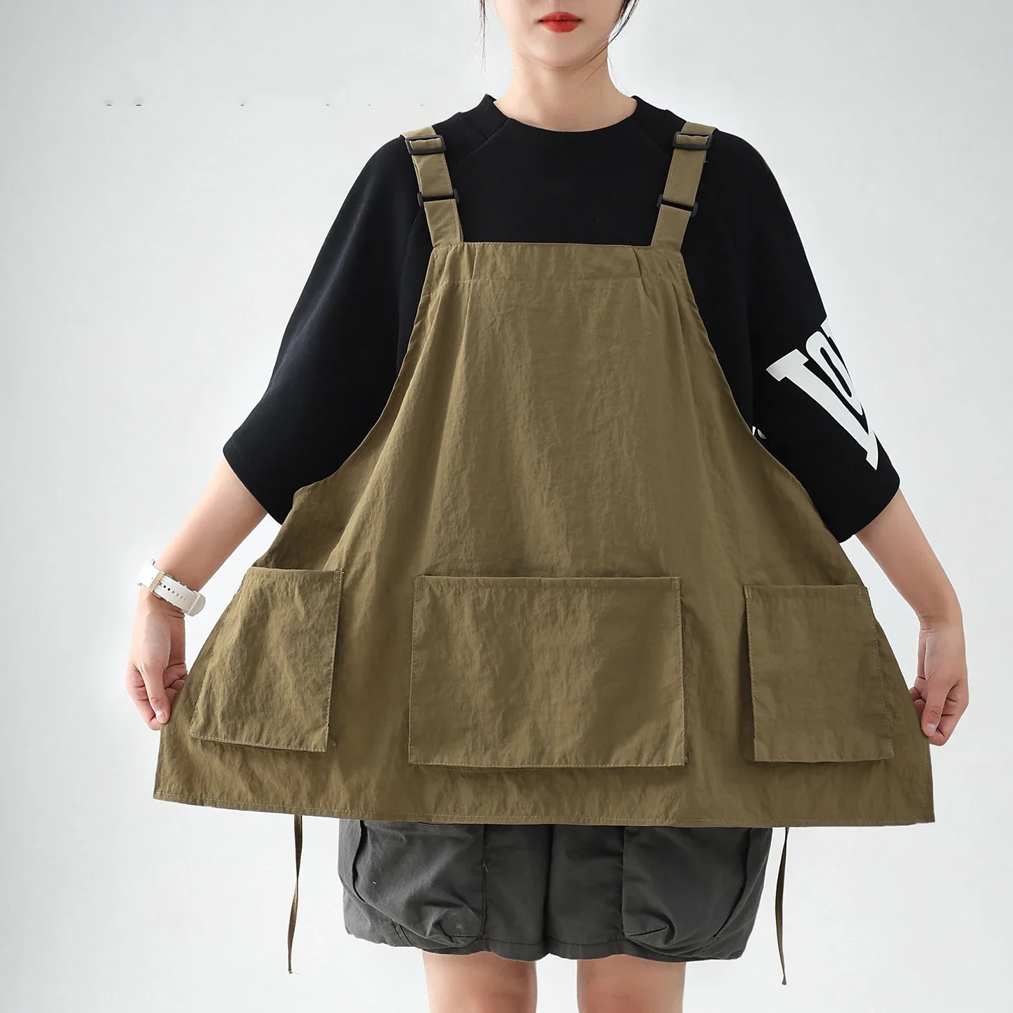 Adjustable Strap Work Apron With Pockets Cross Back Utility Apron For Barista Baker Florist Salon Artist Casual Workwear Apron