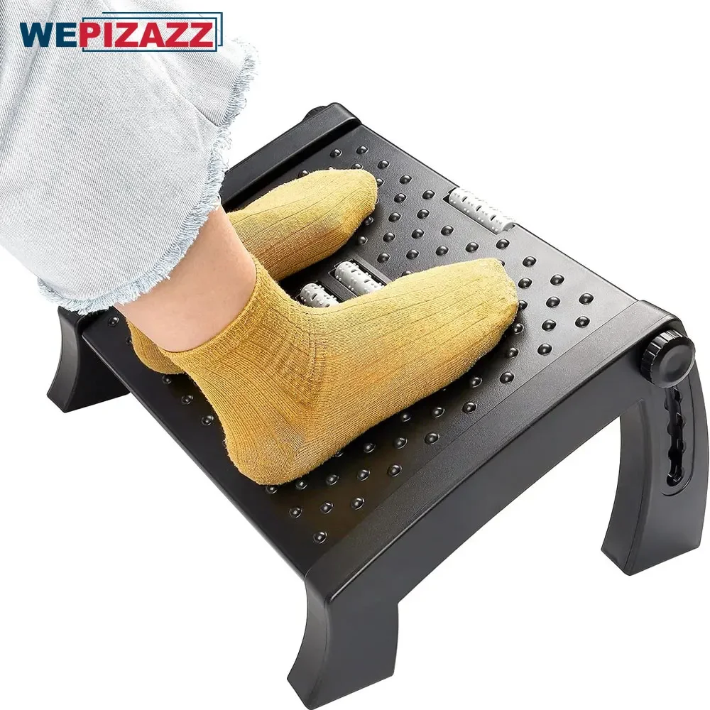 Foot Massage Instrument Height Adjustable Footrest with Massage Surface Under Desk, Ergonomic Comfort Home Office Car Foot Stool