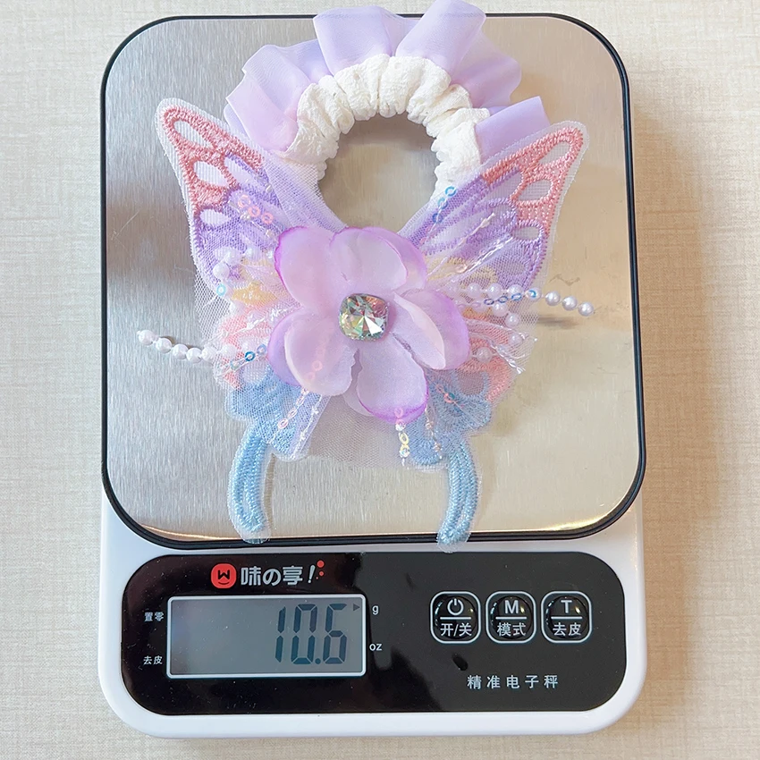 Neue Niedliche Schmetterling-Stoff-Scrunchies für Frauen und Mädchen 2026 Modische Feenprinzessin-Stil Hochelastische Haargummis Pferdeschwanzhalter – Detail 5
