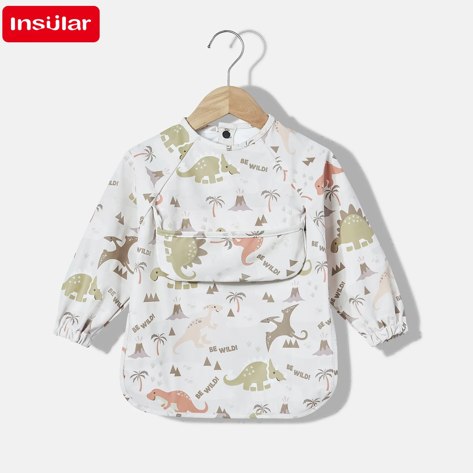 New Baby\'s Waterproof Long Sleeve Apron with Pocket Toddler Burp Cloth Boys Girls Anti-dirty Art Smock Baby Stuff Denmark bib