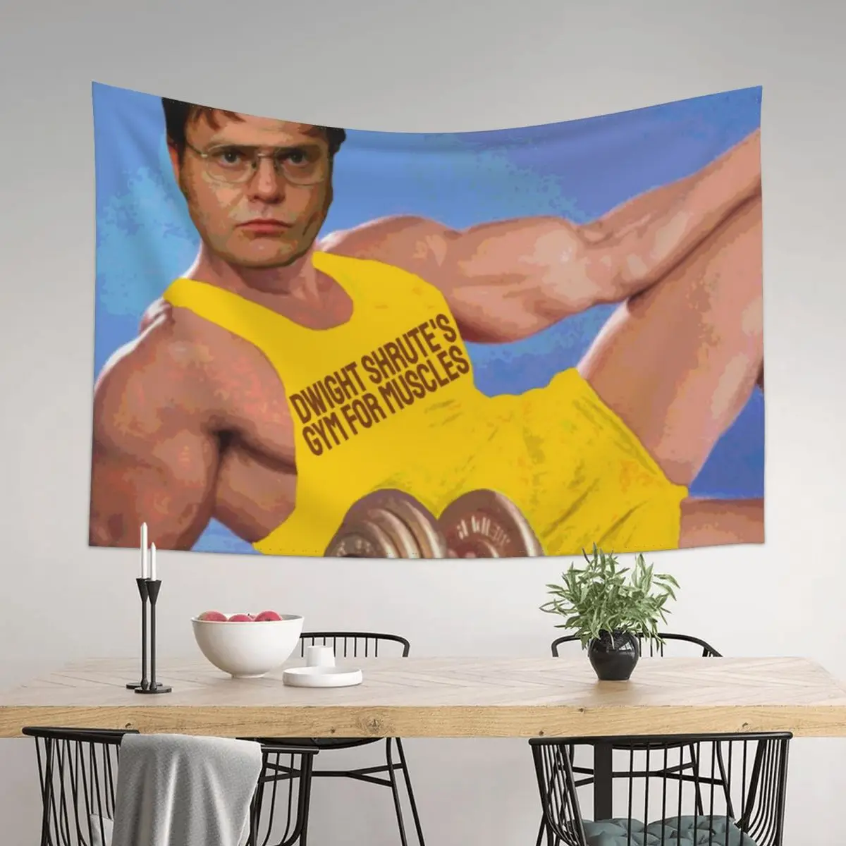 

Dwight's Gym For Muscles Tapestry Decoration For Rooms Cute Room Things Decorations For Room Tapestry