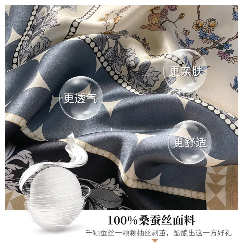 Fashion 100% Silk Satin Scarf Women Handkerchief Printed Bag Scarfs Female Square Head Bandana Small Neck Scarves For Ladies