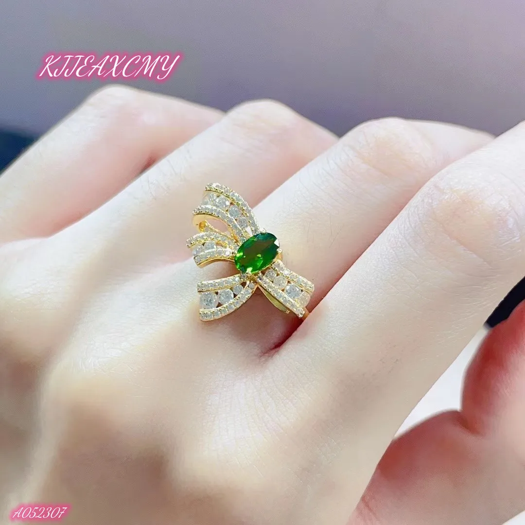 

KJJEAXCMY брендовый бутик ювелирных изделий, стерлинговое серебро 925 пробы, натуральный драгоценный камень диопсида, женский бант, день рождения для подруги, Рождество