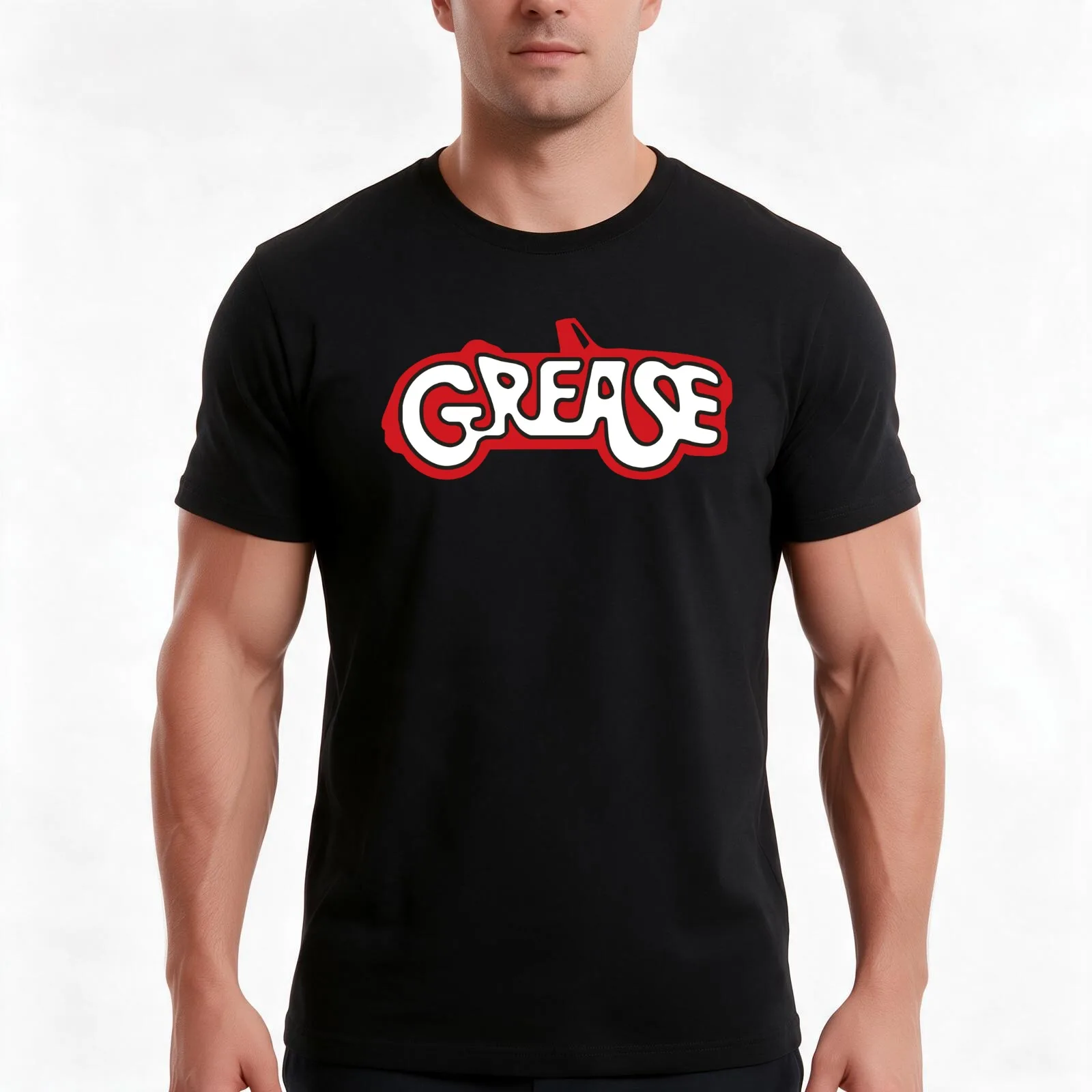 Grease (1978) Black Version T-Shirt, Summer Casual Cotton Tee, Oversized Streetwear Tops, Vintage Graphic Print, 100% Cotton