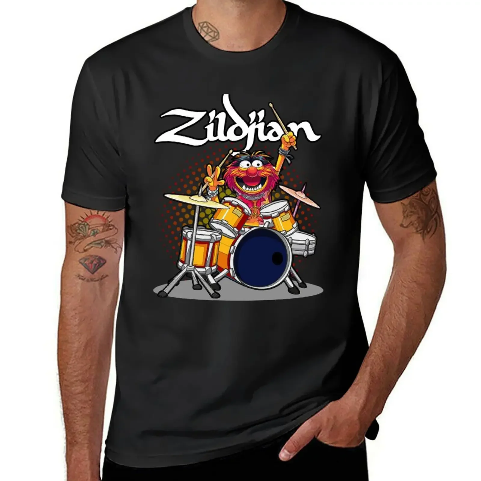 Camiseta con estampado de ANIMAL baterista para hombre, camisa divertida con estampado de ZILDJIAN, platillos, Tallas grandes