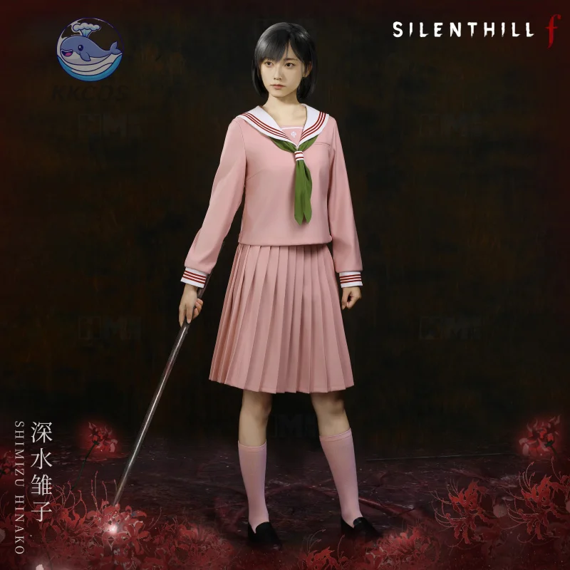 Silent Hill F Shimizu Hinako Kostum Cosplay Telinga Kelinci Setelan Pelaut Merah Muda Gaun Roleplay Pesta Halloween Anime Permainan Wanita KKCos