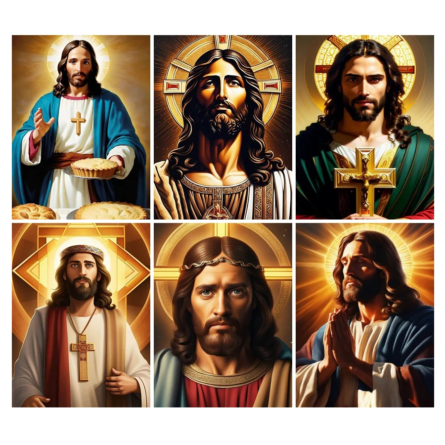 Diy Full Mosaic Art Religious Jesus Diamond Painting New Collection 2024 Believer Icon Rhinestone Embroidery Picture Wall Decor