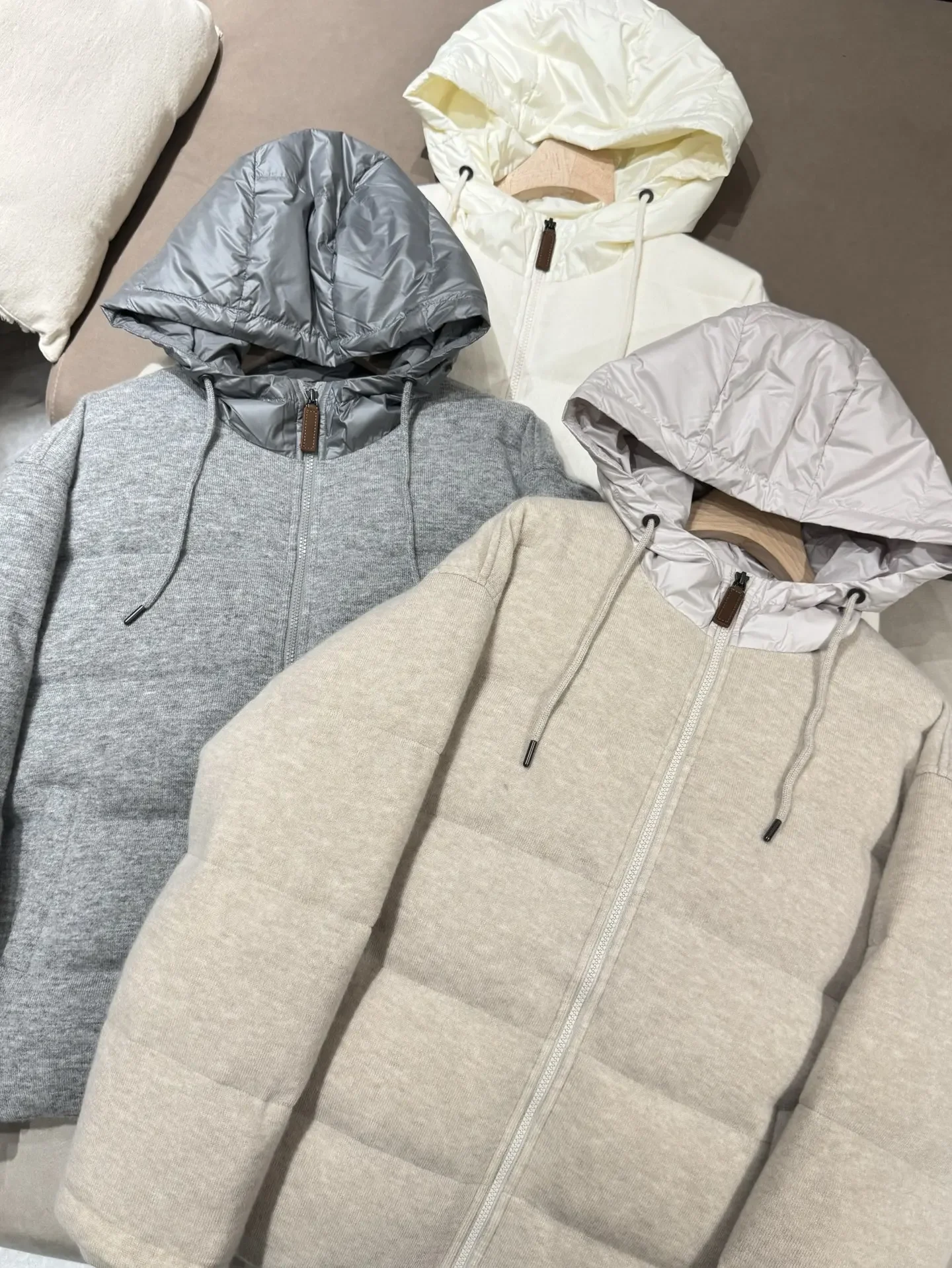 

Goose Down Jacket for Women Solid Color Long Sleeve Loose Winter Cashmere Knitted Coat