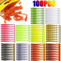 Przynęta wędkarska Soft Tail Bait Set Grub Worm Swimbaits Silicone Wobblers Pesca Bass Carp Fishing Tackle Random Color 50/100Pcs