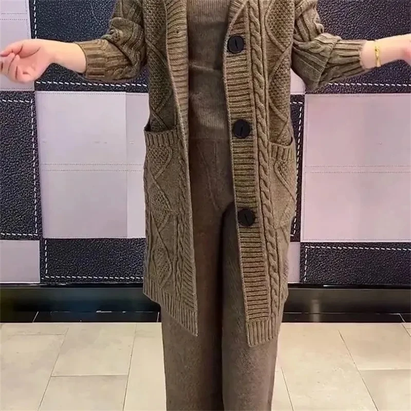 Cárdigan con capucha de Jacquard para mujer, suéter largo con una hilera de botones, de punto, para primavera y otoño, M-5XL