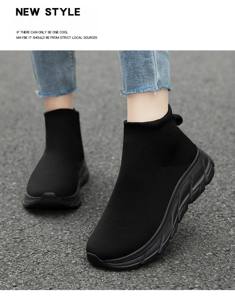 Unisex High-Top Laufschuhe für Männer und Frauen, Bequeme Atmungsaktive Strick-Sneaker, Rutschfeste Outdoor-Schuhe für Damen und Herren – Detail 24