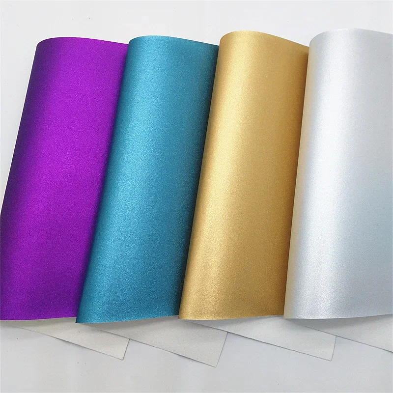 Matt Shimmer Leather Sheets Sparkles Metallic Faux Fabric Leather Touch Rough Surface Leather Sheets For Bows DIY 21x29CM Q1556