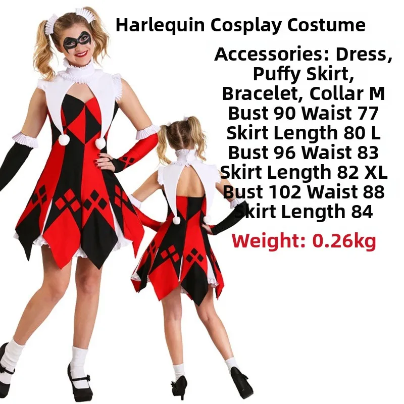 Adult Women's Halloween Vintage Costume Dress Clown Medieval  Devil Witch Court Outfit Ethnic Stage Performance Clothing