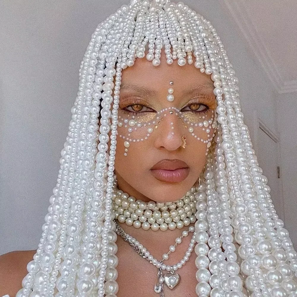 Long Fringe Pearl Headdress Hair Chain Fashion Personality Stage Show Hair Accessories Ladies Sexy Retro Exaggerated Jewelry Acc