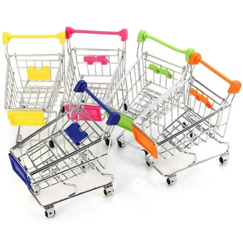New Mini Shopping Carts Creative Handcart Kids Craft Toy Utility Cart Crafts Display Storage Toys Holder Gifts For Children