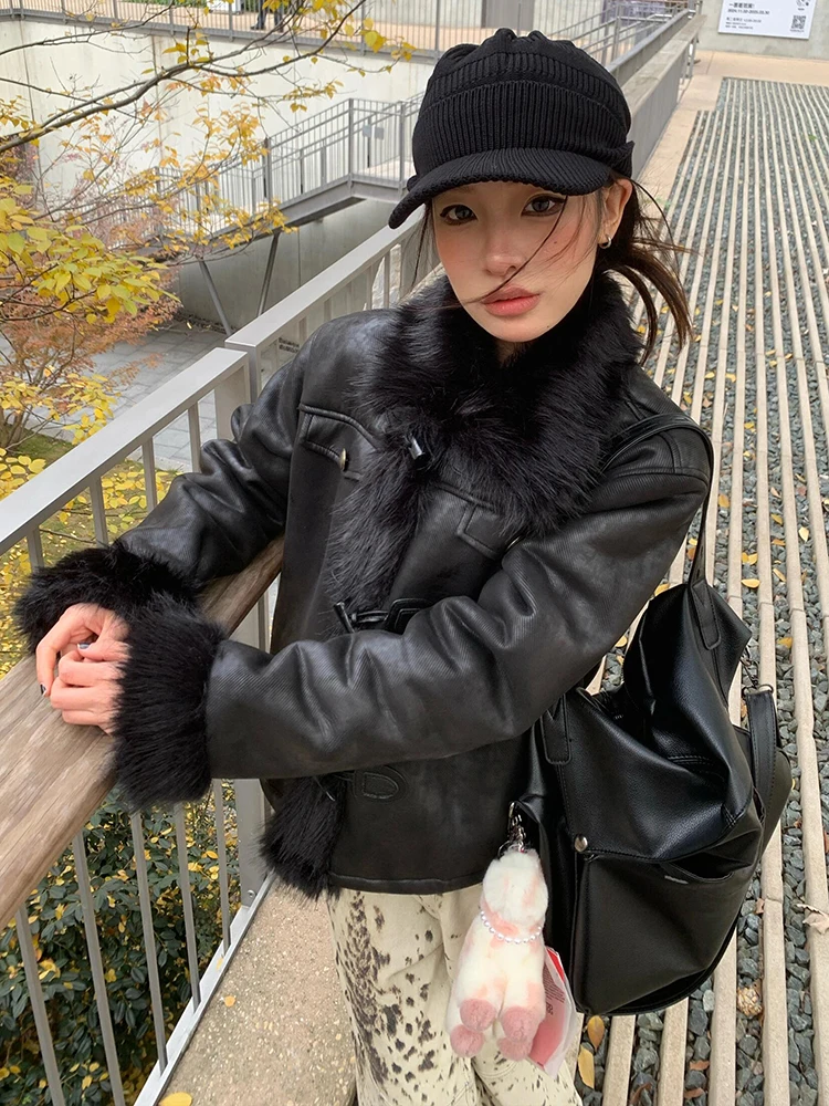 

2025 New Vintage Suede Fur Coat Women's Thiened Jaet Upper Body Warmth Simulation Fur Daily Wear Straight Hemline