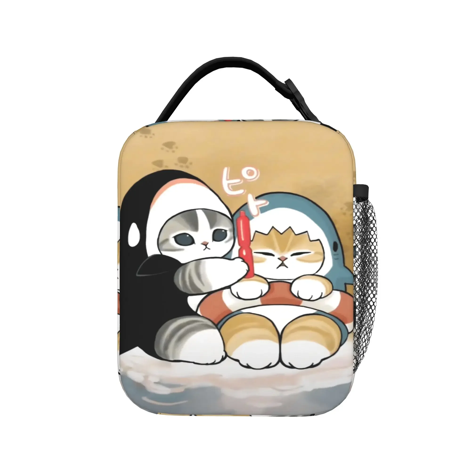 Sharks and kittens Lunch Bag For Girls  Print Lunch Box Fun School Cooler Bag Portable Waterproof Thermal Tote Handbags